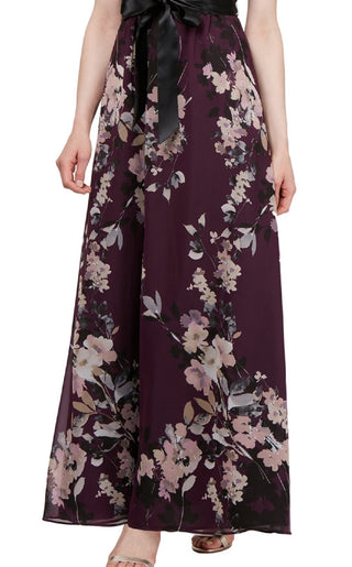 SL Fashions Women's Cap Sleeve Floral Skirt Gown Purple Size 8