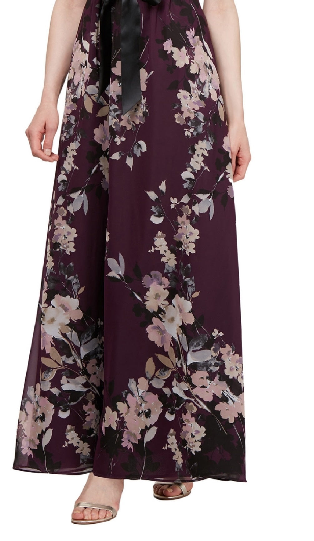 SL Fashions Women's Cap Sleeve Floral Skirt Gown Purple Size 14