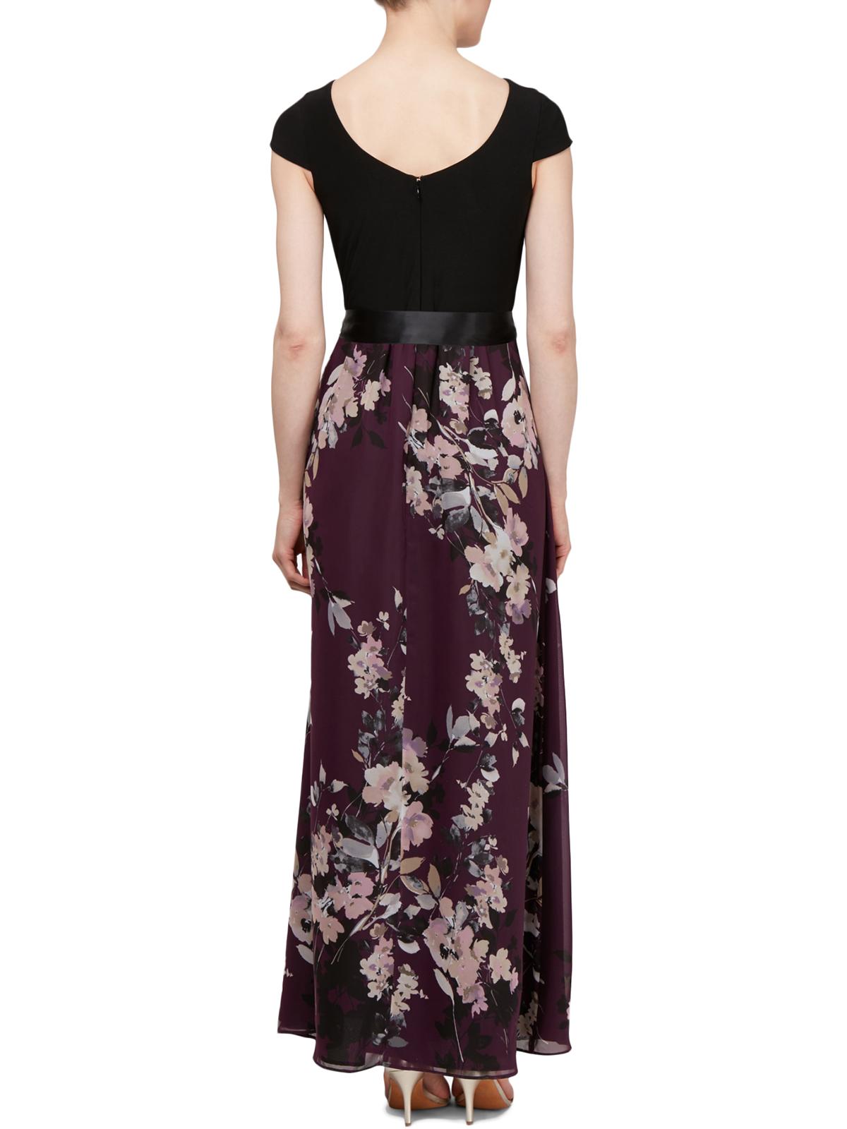 SL Fashions Women's Cap Sleeve Floral Skirt Gown Purple Size 16