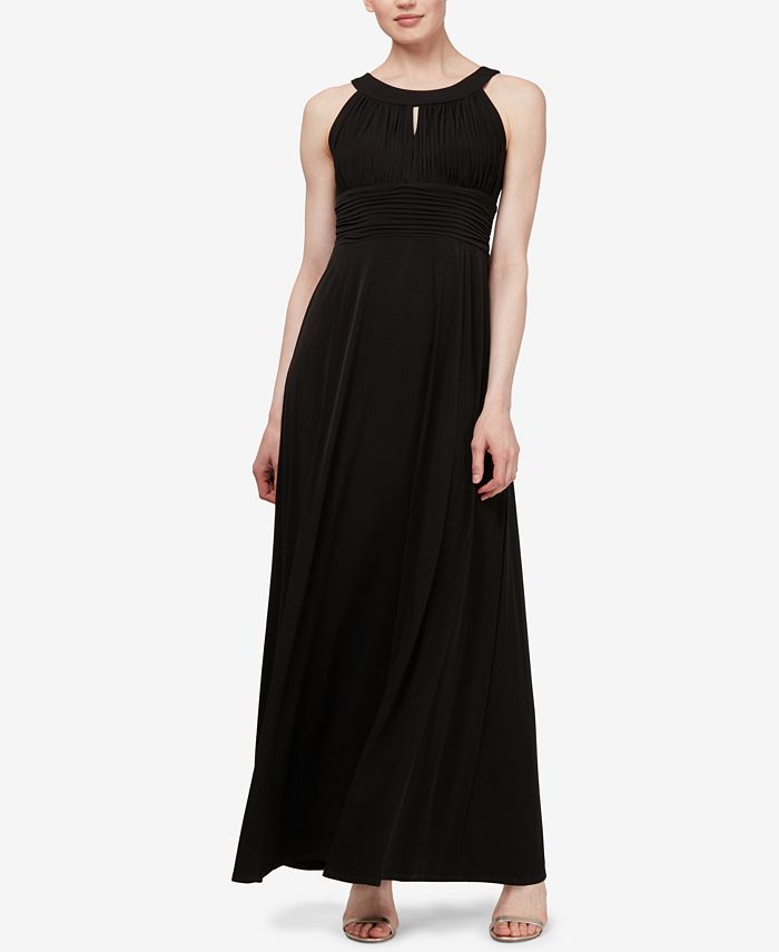SL Fashions Women's Pleated Maxi Dress Black Size 6