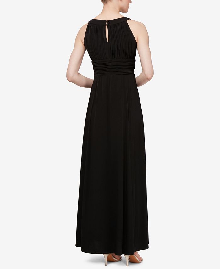 SL Fashions Women's Pleated Maxi Dress Black Size 6