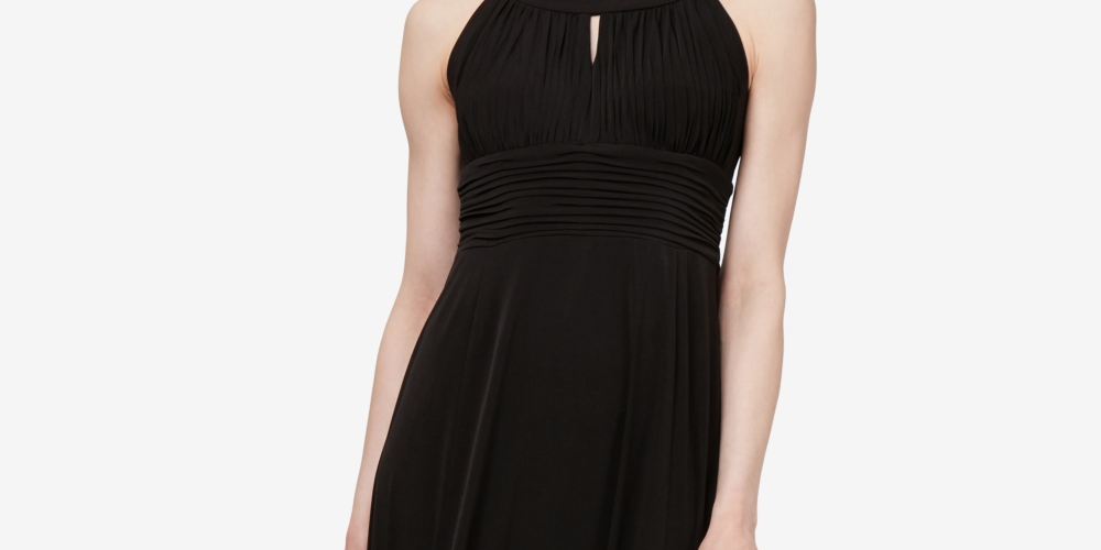 SL Fashions Women's Pleated Maxi Dress Black Size 6