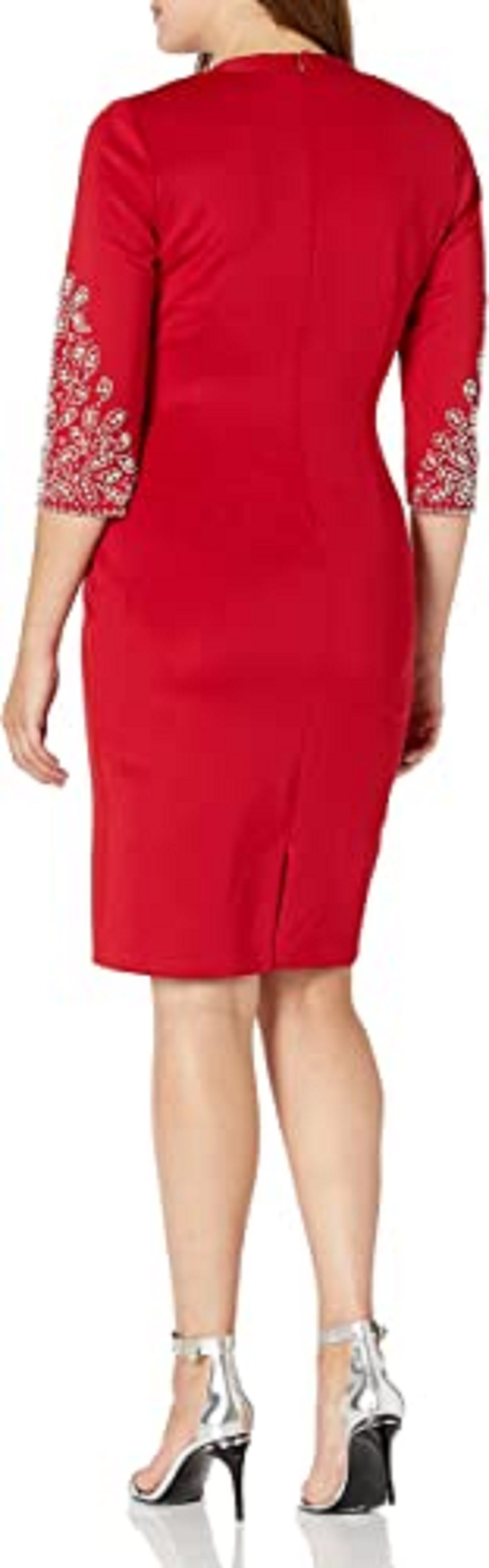 SL Fashions Women's 3/4 Sleeve Above The Knee Sheath Party Dress Red Size 10