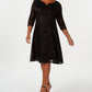 SL Fashions Women's Sequined Lace Dress Black Size 18W