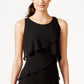 SL Fashions Women's Tiered Chiffon Dress Black Size 16