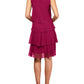SL Fashions Women's Casual Raspberry Tiered Ruffle Chiffon Shift Dress Pink Size 16