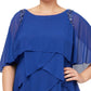 SL Fashions Women's Beaded Shoulder Tiered Dress Blue Size 20W