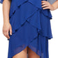 SL Fashions Women's Beaded Shoulder Tiered Dress Blue Size 20W