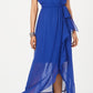 SL Fashions Women's Surplice High Low Maxi Dress Blue Size 10