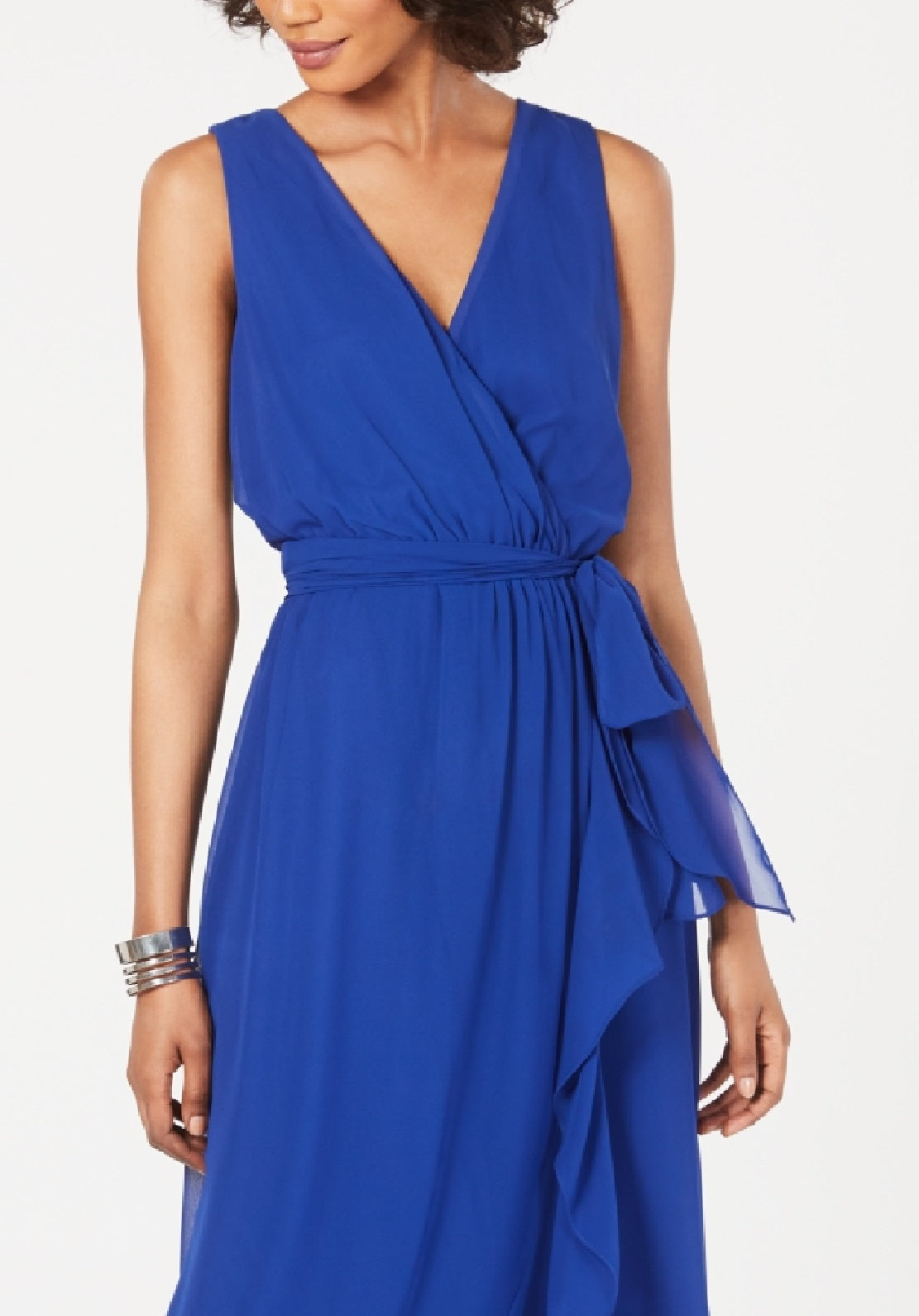 SL Fashions Women's Surplice High Low Maxi Dress Blue Size 10