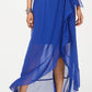 SL Fashions Women's Surplice High Low Maxi Dress Blue Size 10