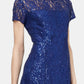SL Fashions Women's Sequined Lace Midi Dress Blue Size 4