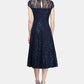 SL Fashions Women's Sequined Lace Midi Dress Blue Size 6