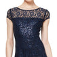 SL Fashions Women's Sequined Lace Midi Dress Blue Size 6