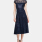 SL Fashions Women's Sequined Lace Midi Dress Blue Size 12