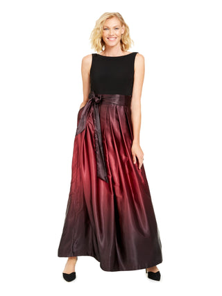 SL Fashions Women's Ombre Satin Bow Sash Gown Red Size 10