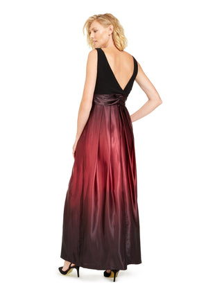 SL Fashions Women's Ombre Satin Bow Sash Gown Red Size 10