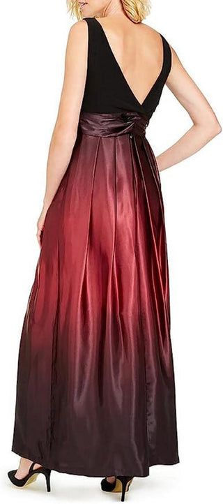 SL Fashions Women's Ombre Satin Bow Sash Gown Black Size 12