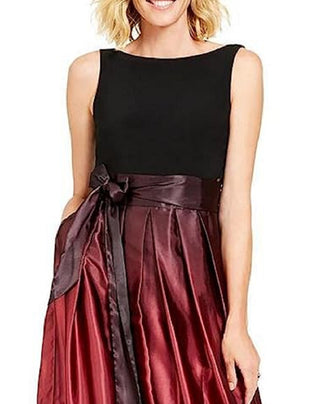SL Fashions Women's Ombre Satin Bow Sash Gown Black Size 12