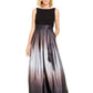 SL Fashions Women's Ombre Satin Bow Sash Gown Black Size 14