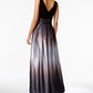 SL Fashions Women's Ombre Satin Bow Sash Gown Black Size 14