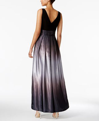 SL Fashions Women's Ombre Satin Bow Sash Gown Black Size 14