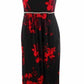 SL Fashions Women's Embellished Floral Print Gown Black Size 16