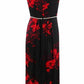 SL Fashions Women's Embellished Floral Print Gown Black Size 16