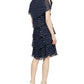 SL Fashions Women's Polka Dot Tiered Shift Dress Blue Size 8