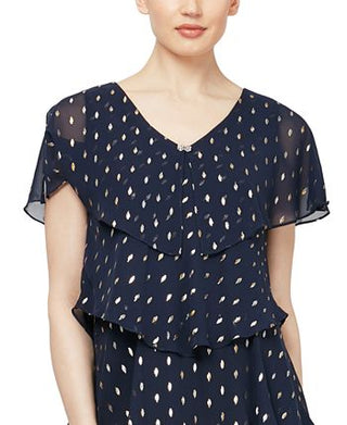 SL Fashions Women's Polka Dot Tiered Shift Dress Blue Size 8