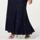 SL Fashions Women's Lace Capelet Gown Blue Size 18W