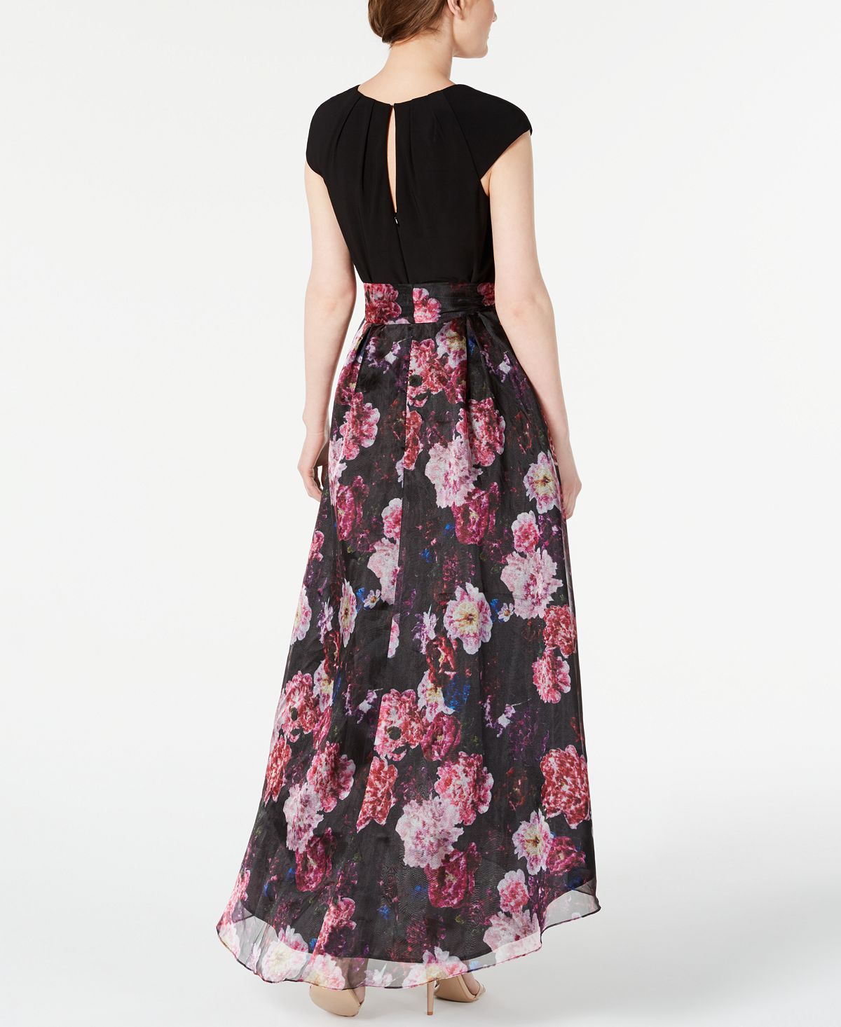 SL Fashions Women's High Low Floral Skirt Gown Black Size 4