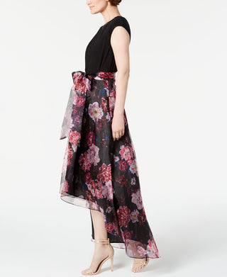 SL Fashions Women's High Low Floral Skirt Gown Black Size 4