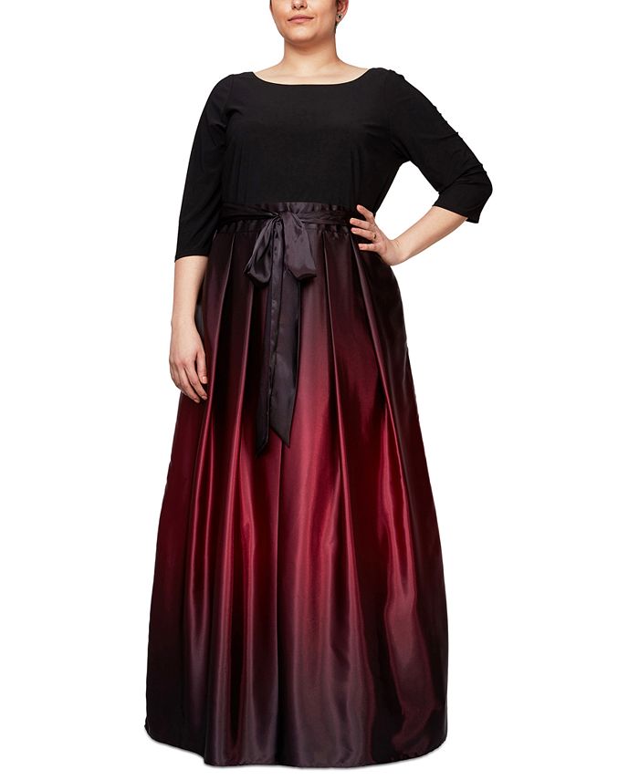 SL Fashions Women's Plus Ombre Ballgown Black Size 18W