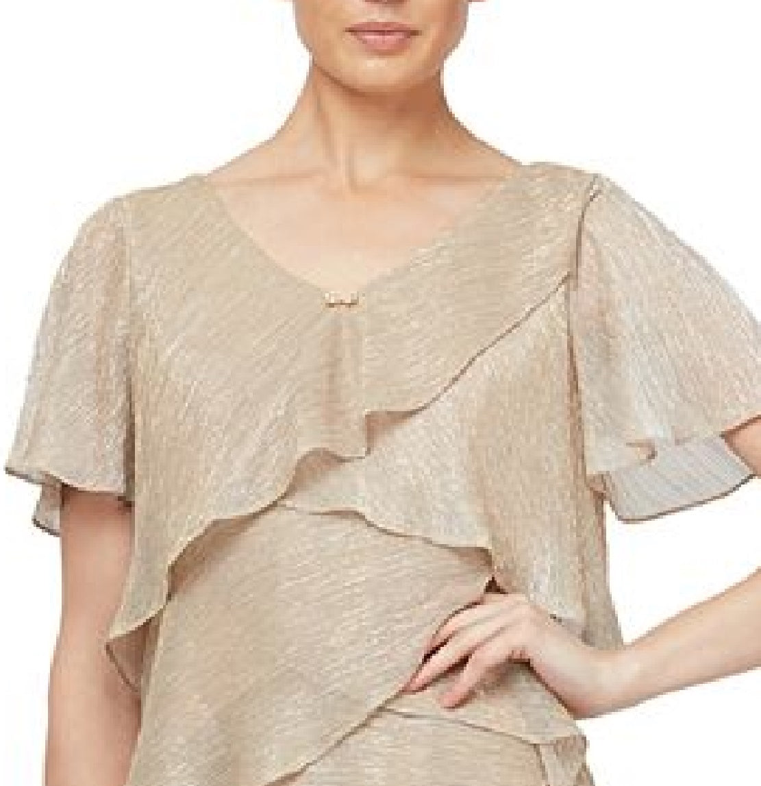 SL Fashions Women's Tiered Shimmer Shift Dress Pink Size 6