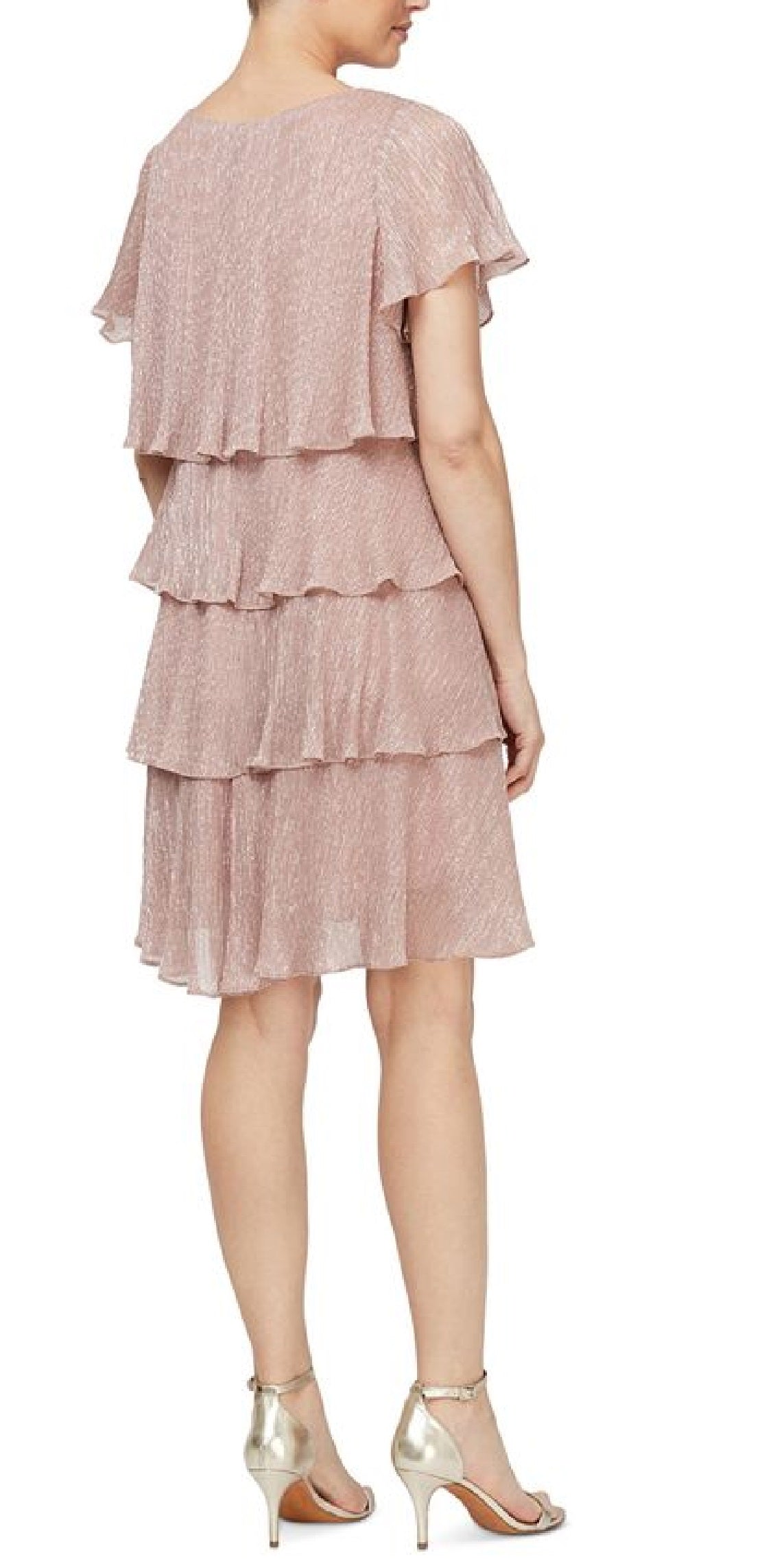 SL Fashions Women's Tiered Shimmer Shift Dress Pink Size 16