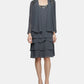 SL Fashions Women's 2 Pc Jacket & Tiered Midi Dress Gray Size 14 Petite