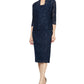SL Fashions Women's 2 Pc Lace Jacket & Midi Dress Set Blue Size 14