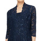 SL Fashions Women's 2 Pc Lace Jacket & Midi Dress Set Blue Size 14