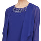SL Fashions Women's Beaded Neck Sleeveless Sheath Dress With Jacket Blue Size 14
