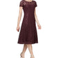 SL Fashions Women's Sequined Lace MIDI Dress Wine Size 16