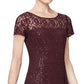 SL Fashions Women's Sequined Lace MIDI Dress Wine Size 16