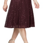 SL Fashions Women's Sequined Lace MIDI Dress Wine Size 16