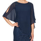 SL Fashions Women's Chiffon Popover Sequin Lace Gown Blue Size 16