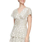 SL Fashions Women's Metallic Dotted Ruched Waist Dress Brown Size 12