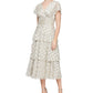 SL Fashions Women's Metallic Dotted Ruched Waist Dress Brown Size 12