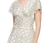 SL Fashions Women's Metallic Dotted Ruched Waist Dress Brown Size 14
