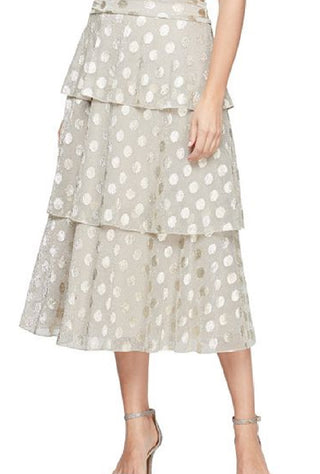 SL Fashions Women's Metallic Dotted Ruched Waist Dress Brown Size 14