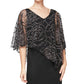 SL Fashions Women's Popover V Neck Glitter Floral With Asymetric Cape Black Size 6