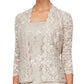 SL Fashions Women's 2 Pc Lace Jacket & Midi Dress Set Brown Size 14 Petite